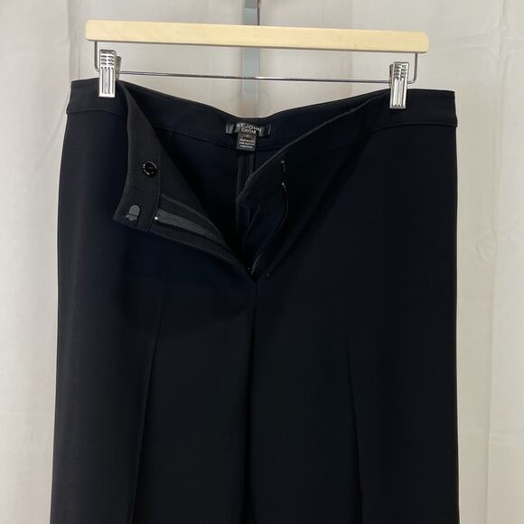 ST. JOHN CAVIAR Size 14 Diana Wide Leg Ankle Pants Flat Front USA Black - Picture 8 of 8